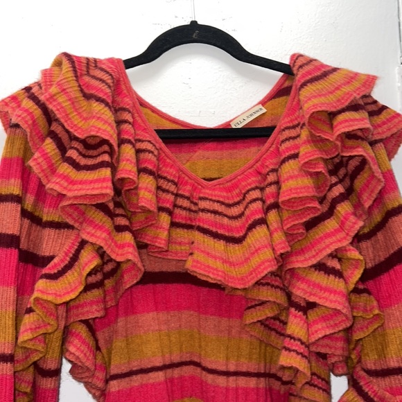 Ulla Johnson 100% cashmere striped ruffle sweater. - Picture 3 of 8